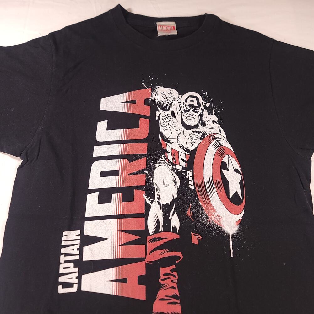Marvel Captain America Graphic Short Sleeve Casual T Shirt Mens Size S Black